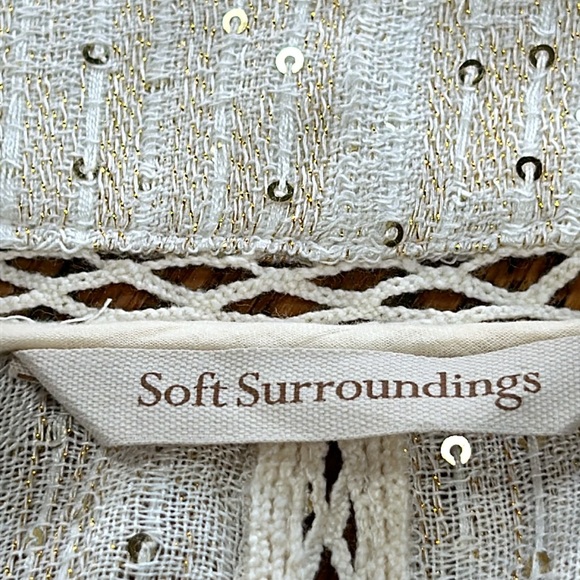 Soft Surrounding Glamour Topper gold sequin open front cardigan. Petite Small. - Picture 2 of 11